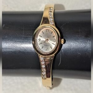 Cuff Watch Gold Tone With Pave Crystals VGUC